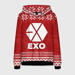Толстовка-худи мужская Новогодний Exo, цвет: 3D-черный