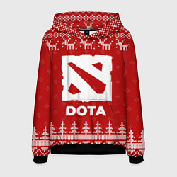Толстовка-худи мужская Новогодний Dota с оленями, цвет: 3D-черный