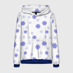Толстовка-худи мужская Зимний узор со снежинками, цвет: 3D-синий