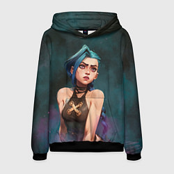 Толстовка-худи мужская Джинкс голубой дым, цвет: 3D-черный