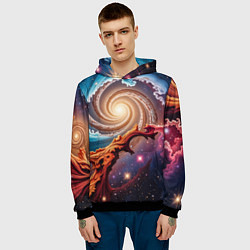 Толстовка-худи мужская Энергия космоса, цвет: 3D-черный — фото 2