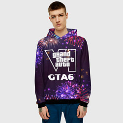 Толстовка-худи мужская Праздничный GTA6, цвет: 3D-черный — фото 2