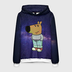 Толстовка-худи мужская Чиловый парень в космосе, цвет: 3D-белый