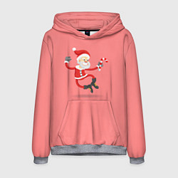 Толстовка-худи мужская Весёлый санта, цвет: 3D-меланж