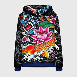 Толстовка-худи мужская Иредзуми татуировка, цвет: 3D-синий