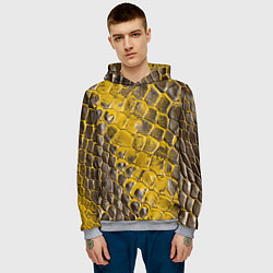 Толстовка-худи мужская Красивая кожа змеи, цвет: 3D-меланж — фото 2