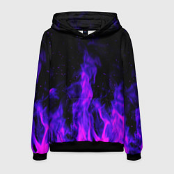 Толстовка-худи мужская Неоновый огонь на черном фоне, цвет: 3D-черный