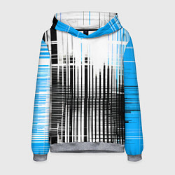 Толстовка-худи мужская Сине-чёрный гранж на белом фоне, цвет: 3D-меланж