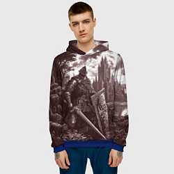 Толстовка-худи мужская Иллюстрация боевого рыцаря, цвет: 3D-синий — фото 2