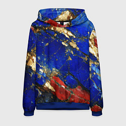 Толстовка-худи мужская Золотой и красный минерал в синем камне, цвет: 3D-синий