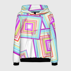 Толстовка-худи мужская Абстрактные квадраты, цвет: 3D-черный