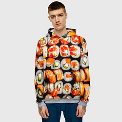 Толстовка-худи мужская Большой сет роллов, цвет: 3D-меланж — фото 2