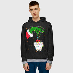 Толстовка-худи мужская Гринч похищает у зубной феи, цвет: 3D-меланж — фото 2