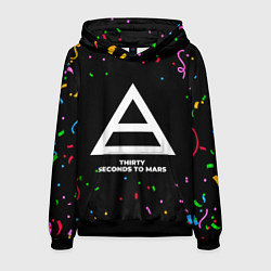 Толстовка-худи мужская Thirty Seconds to Mars конфети, цвет: 3D-черный