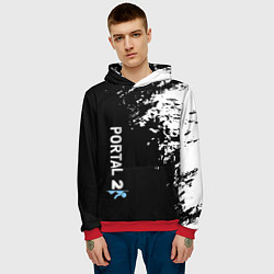 Толстовка-худи мужская Portal краски черно белый, цвет: 3D-красный — фото 2
