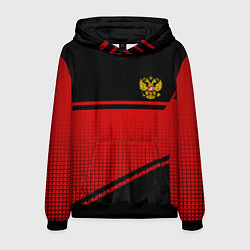 Толстовка-худи мужская Россия герб геометрия, цвет: 3D-черный