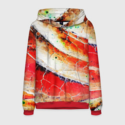 Толстовка-худи мужская Красно-белая волнистая абстракция, цвет: 3D-красный