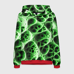 Толстовка-худи мужская Зелёная пористая структура, цвет: 3D-красный