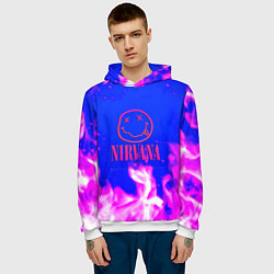 Толстовка-худи мужская Nirvana neon flame, цвет: 3D-белый — фото 2