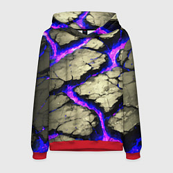 Толстовка-худи мужская Треснувший камень фиолетовый, цвет: 3D-красный