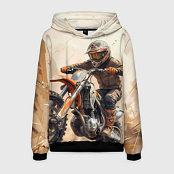Толстовка-худи мужская Эндуро Гонщик, цвет: 3D-черный