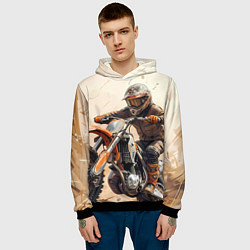 Толстовка-худи мужская Эндуро Гонщик, цвет: 3D-черный — фото 2