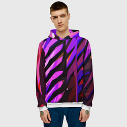 Толстовка-худи мужская Фиолетово -чёрная абстракция, цвет: 3D-белый — фото 2