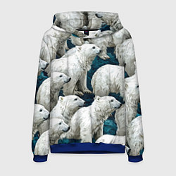 Толстовка-худи мужская Свора белых медведей, цвет: 3D-синий