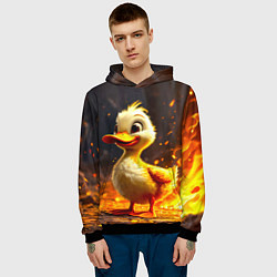 Толстовка-худи мужская Утенок в огне, цвет: 3D-черный — фото 2