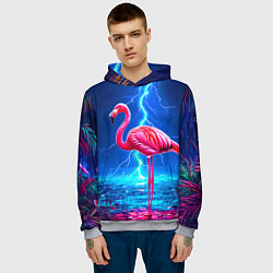 Толстовка-худи мужская Фламинго и молния, цвет: 3D-меланж — фото 2