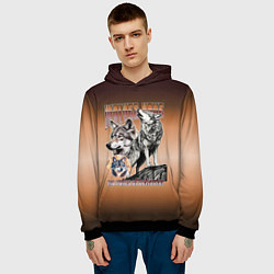 Толстовка-худи мужская Волки с надписью, цвет: 3D-черный — фото 2