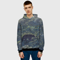 Толстовка-худи мужская Медведь идёт, цвет: 3D-черный — фото 2
