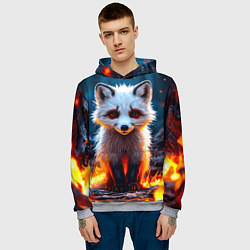 Толстовка-худи мужская Песец в огне, цвет: 3D-меланж — фото 2