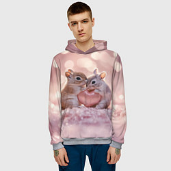 Толстовка-худи мужская Влюбленные белочки с сердечком, цвет: 3D-меланж — фото 2