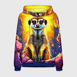 Толстовка-худи мужская Сурикат в яркиз лучах солнца, цвет: 3D-синий