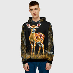 Толстовка-худи мужская Олень в ночи, цвет: 3D-черный — фото 2