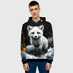 Толстовка-худи мужская Песец на черном, цвет: 3D-черный — фото 2