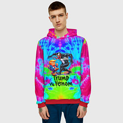 Толстовка-худи мужская Дональд Трамп против Венома, цвет: 3D-красный — фото 2
