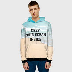 Толстовка-худи мужская Keep your ocean inside, цвет: 3D-черный — фото 2