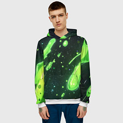 Толстовка-худи мужская Зеленые кислотные брызги, цвет: 3D-белый — фото 2