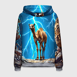 Толстовка-худи мужская Верблюд и удар молнии, цвет: 3D-меланж