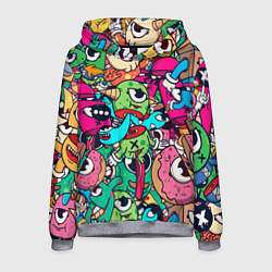 Толстовка-худи мужская Color doodle monsters, цвет: 3D-меланж