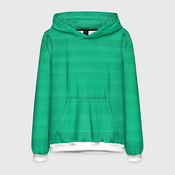 Толстовка-худи мужская Изумрудный зелёный однотонный с полосами, цвет: 3D-белый