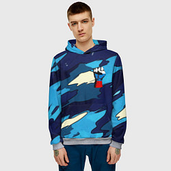 Толстовка-худи мужская Синий камуфляж русская сила, цвет: 3D-меланж — фото 2