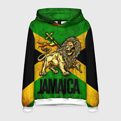 Толстовка-худи мужская Jamaica lion flag, цвет: 3D-белый