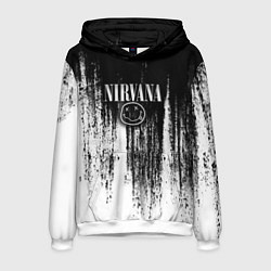 Толстовка-худи мужская Нирвана потёки грязи, цвет: 3D-белый