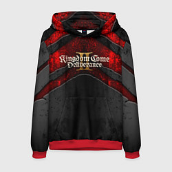 Толстовка-худи мужская Kingdom Come Deliverance 2 лого на текстуре, цвет: 3D-красный