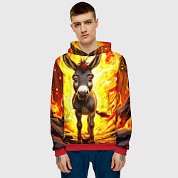 Толстовка-худи мужская Ослик в огне, цвет: 3D-красный — фото 2