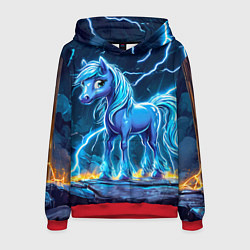 Толстовка-худи мужская Лошадка в разрядах молнии, цвет: 3D-красный