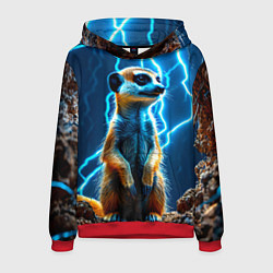 Толстовка-худи мужская Сурикат в разрядах молний, цвет: 3D-красный